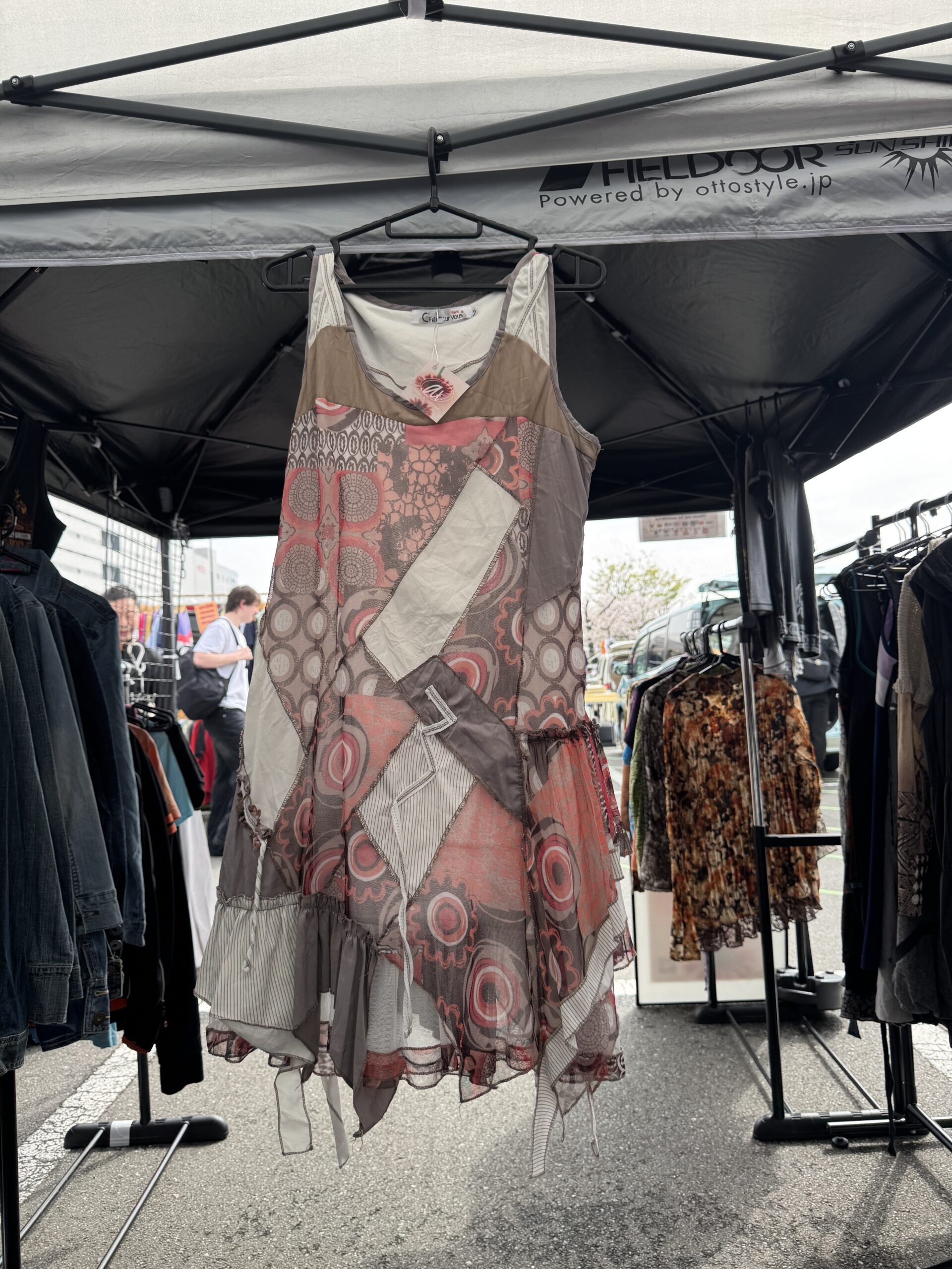 Patchwork Pattern Sleeveless Asymmetric Dress パッチワークパターンノースリーブアシンメトリーワンピース